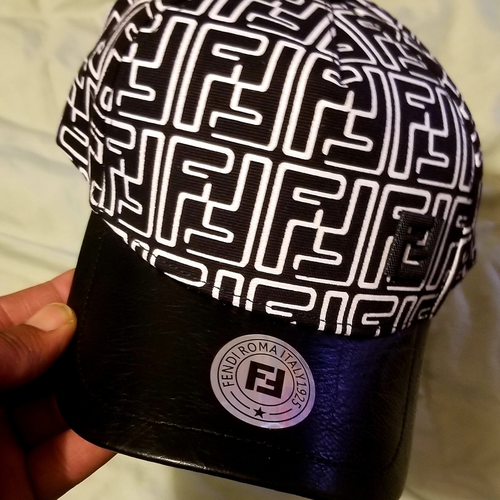 Black & White Fendi Embroidered Hat